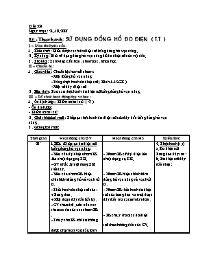 Giáo án Công nghệ 9 tiết 8 Thực hành Sử dụng đồng hồ đo điện (t.t)